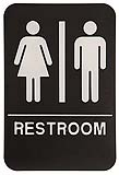 $9.95 Braille ADA Unisex RESTROOM Signs. Our signs are available in Blue or Black and come with white text &  graphics. Mounting bracket optional.
