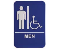 $9.95 Braille ADA MEN W/Wheelchair Signs. Our signs are available in Blue or Black and come with white text &  graphics. Mounting bracket optional.