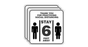 "Thank You For Practicing Social Distancing - Stay 6 Feet Away" Wall Sign, Social Distancing Awareness Sign, Plastic, 7" x 7" x .06" (Pack of 3)