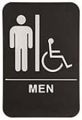 $9.95 Braille ADA MEN W/Wheelchair Signs. Our signs are available in Blue or Black and come with white text &  graphics. Mounting bracket optional.