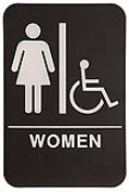 $9.95 Braille ADA WOMEN W/Wheelchair Signs. Our signs are available in Blue or Black and come with white text &  graphics. Mounting bracket optional.