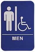 $9.95 Braille ADA MEN W/Wheelchair Signs. Our signs are available in Blue or Black and come with white text &  graphics. Mounting bracket optional.