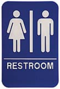 $9.95 Braille ADA Unisex RESTROOM Signs. Our signs are available in Blue or Black and come with white text &  graphics. Mounting bracket optional.