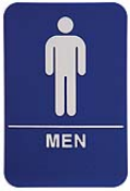 $9.95 Braille ADA MEN Signs. Our signs are available in Blue or Black and come with white text &  graphics. Mounting bracket optional.