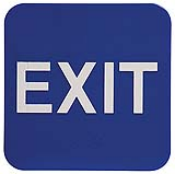 $9.95 Braille ADA EXIT Signs. Our signs are available in Blue or Black and come with white text &  graphics. Mounting bracket optional.