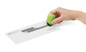 The Guard Your ID Mini-Roller is a compact stamp that easily and permanently covers your sensitive information on junk mail, invoices, credit card statements and more.