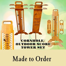 Elevate your outdoor game nights with our Customizable Wood Cornhole Scoreboard + Companion Tower Set, designed to bring fun, functionality, and style to any backyard gathering. Crafted from high-quality wood, the are easy to assemble and lghtweight.