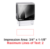 Colop P10 Self-Inking Stamp
Colop
Printer 10
Self-Inking Stamp 
Rectangle Stamp
Impression Area: 3/8" x 1-1/16"
Maximum Lines of Text: 3