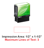 Colop P20 Green Line Self-Inking Stamp
Colop
Printer 20
Self-Inking Stamp 
Rectangle Stamp
Impression Area: 3/8" x 1-1/16"
Maximum Lines of Text: 3