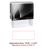 Colop 
Printer 40 
Maximum Impression Area: 7/8" x 2 3/8" Maximum Lines of Text: 6
Rectangular Stamp