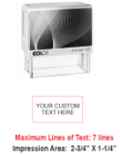 Colop P50 Maximum Impression Area: 1-1/4" x 2 3/4" Maximum Lines of Text: 7
Rectangular Stamp