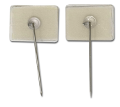 Set of  2 Cubicle Pins for Fabric Walls with long pin that makes hanging nameplates easy. The pins are adhered onto the back of a nameplate or a nameplate in a wall holder and then can be fabric cubicle walls or any other fabric surface.