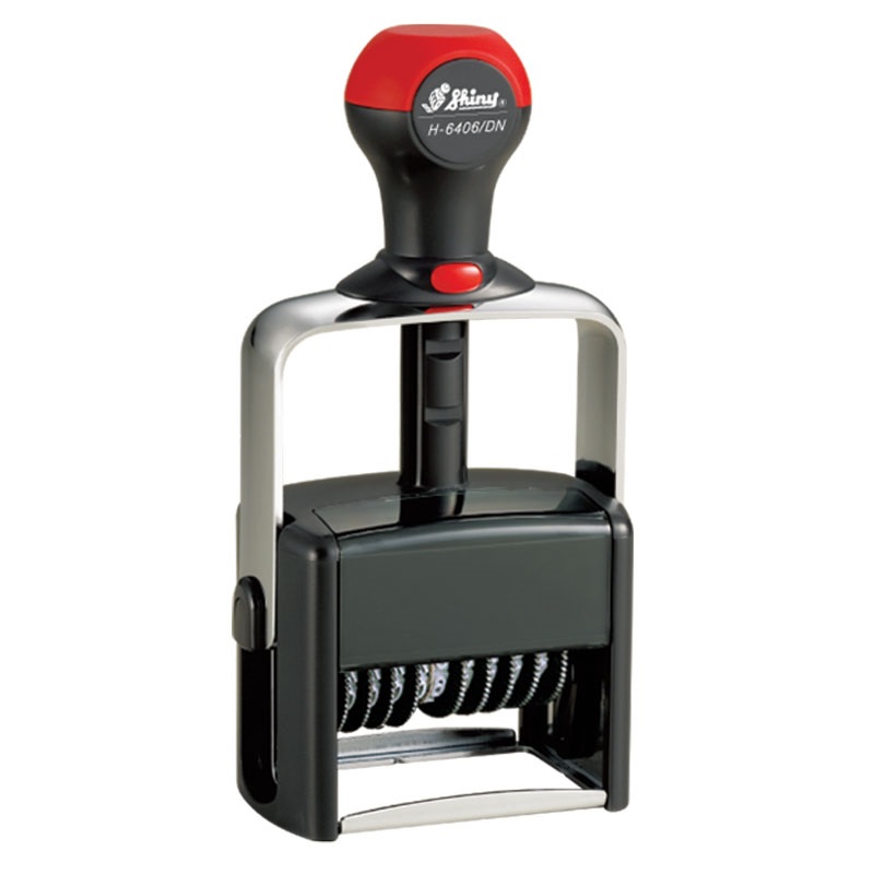 Built with a heavy duty metal frame with a durable plastic body,this self-inking stamp is an excellent choice for high volume stamping needs. The manual date bands include: 12 year date bands with guaranteed 10 current years,  along with 6 number bands.