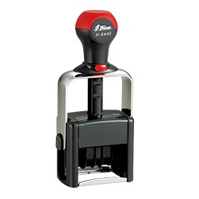 This self-inking date stamp features a heavy duty metal frame and durable plastic body, and this makes it an excellent choice for high volume stamping jobs. The changeable date bands are manually rotated and have up to 12 years with guaranteed 10 current.