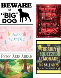 Our 18" x 24" Single-sided Yard Signs are made from sturdy coroplast and come with a metal H stake. Perfect for displaying you message when your audience can only approach from one direction or if something naturally blocks the other side. They are a grea