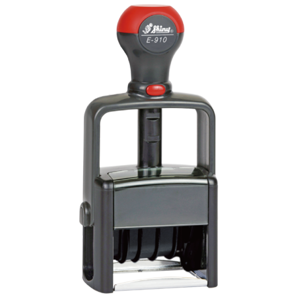 Customizable Self-Inking Metal and Plastic Date Stamp fitted with its own built-in ink pad, which is easily replaced adding to the life of the stamp.